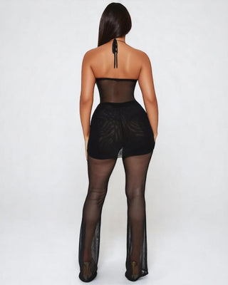 JEMMA Mesh Cutout Drape Jumpsuit