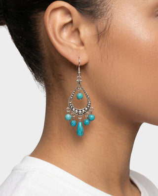 Turquoise Beaded Teardrop Earrings