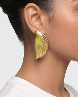 Crescent Gold Stud Earrings