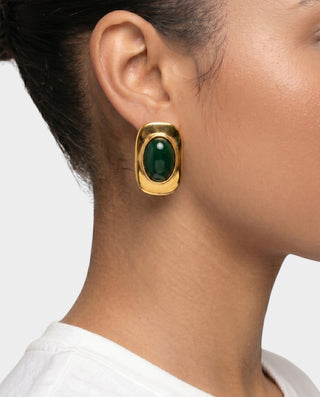 Pendientes de oro con piedra verde REYANA