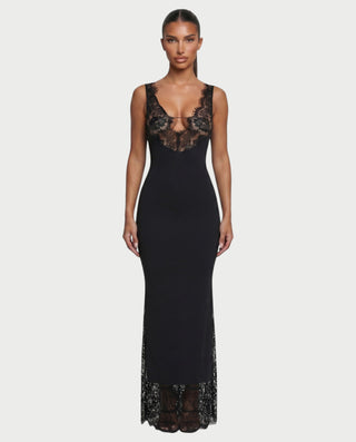 PERENA Lace Trim Bodycon Maxi Dress