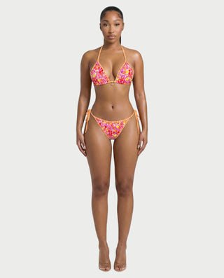 HELCY Floral Tie-Side Triangle Bikini Set