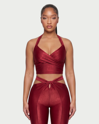 ZELANI Halter Crop Top & Twist-Front Leggings Set