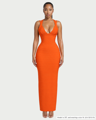 MAURY V-Neck Crisscross Strap Banded Maxi Dress