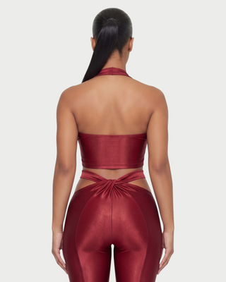 ZELANI Halter Crop Top & Twist-Front Leggings Set