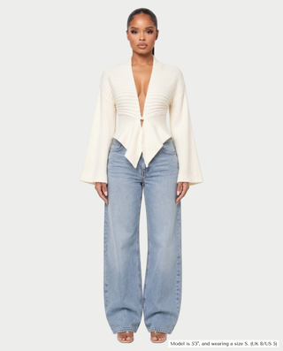 VINTA Single-Button Ribbed Long-Sleeve Cardigan