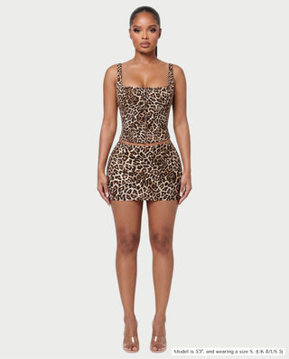CORALIE Clasp Detail Leopard Two-Piece Set