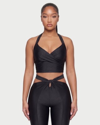 ZELANI Halter Crop Top & Twist-Front Leggings Set
