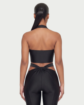 ZELANI Halter Crop Top & Twist-Front Leggings Set
