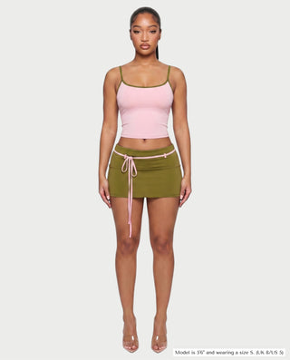 ZELINA Contrast Trim Cami Top & Mini Skirt Set