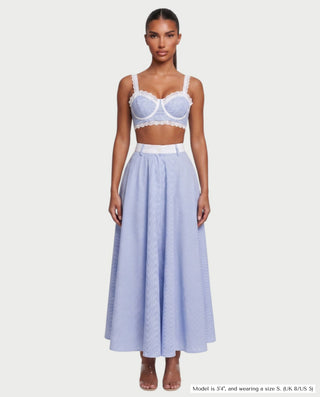 Conjunto de camisola y falda con encaje empalmado KORINA