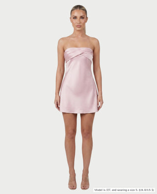 VALLEN Strapless Twist-Front Lace-Up Back Mini Dress