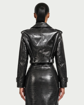 RACY Faux Belted Jacket & Zip Front Midi Skirt Set