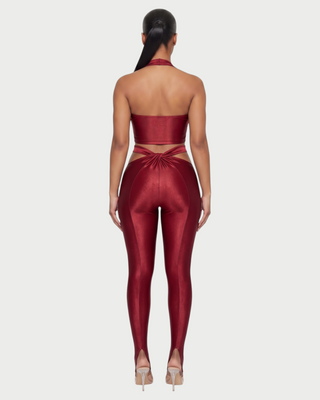 ZELANI Halter Crop Top & Twist-Front Leggings Set