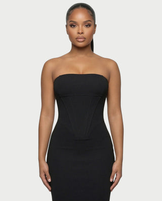Vestido midi con flecos y escote pronunciado de LIRRA