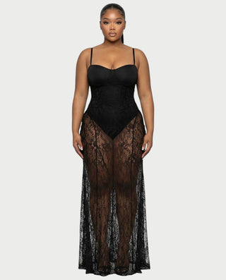 ZENRA Sheer Lace Maxi Dress