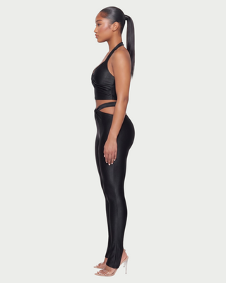 ZELANI Halter Crop Top & Twist-Front Leggings Set