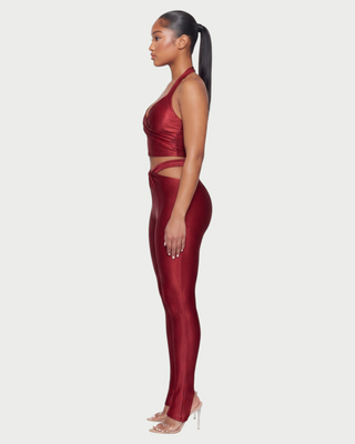 ZELANI Halter Crop Top & Twist-Front Leggings Set