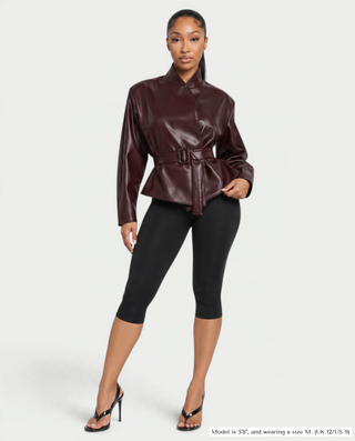 TESS Faux Belted High Stand Collar Jacket