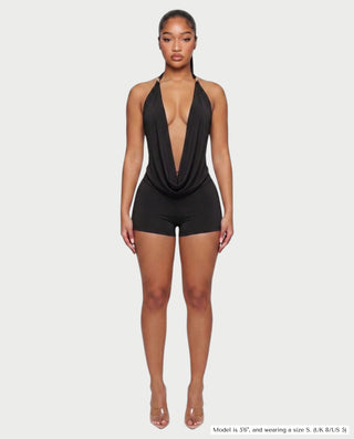 JENE Cowl Halter Top & Shorts Set