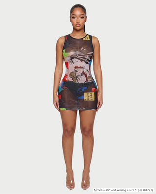 AMIE Oriental Print Bodycon Mini Dress