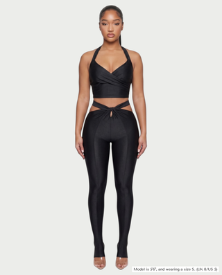 ZELANI Halter Crop Top & Twist-Front Leggings Set