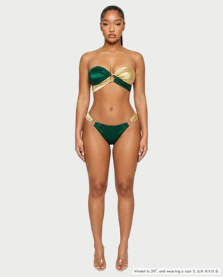 CENZA Colorblock Bandeau Tie-Back Bikini Set