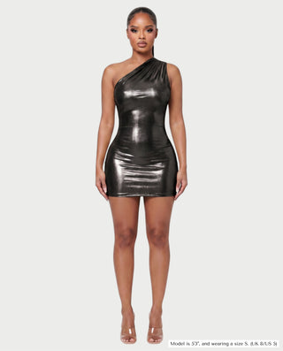 OPAL One-Shoulder Metallic Mini Dress