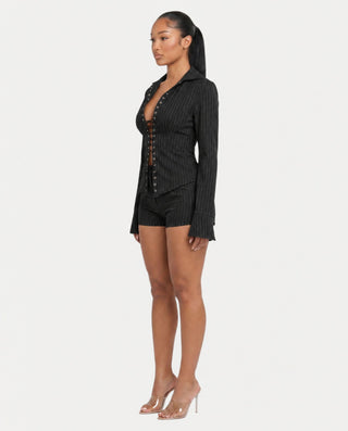 Chaqueta de piel sintética con textura de cocodrilo BEXLEY
