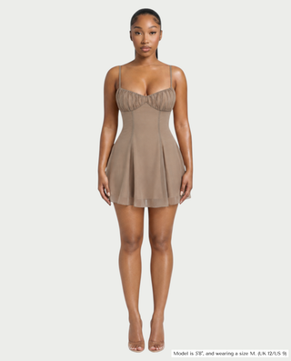 KACEY Sweetheart Ruched Bust Tie-Back Mini Dress