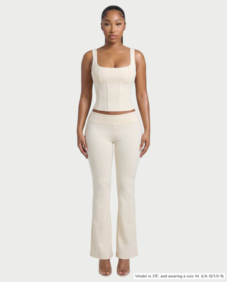 ROUGE Square Neck Corset Tank Top & Flared Pants Set