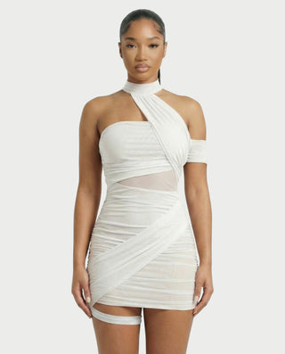 Vestido mini de malla drapeada SONIA
