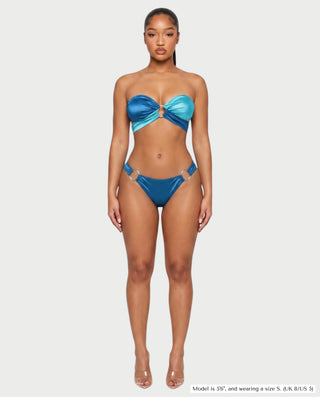 CENZA Colorblock Bandeau Tie-Back Bikini Set