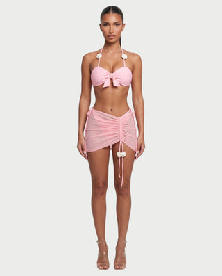 Conjunto de top y pantalón corto de punto de crochet a rayas BELLE