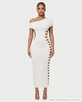 BLAISE One-Shoulder Ladder-Slit Cutout Maxi Dress