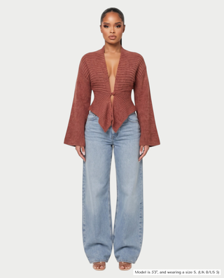 VINTA Single-Button Ribbed Long-Sleeve Cardigan