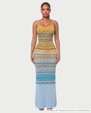 VELVA Ombre Crochet Cover-Up Maxi Dress