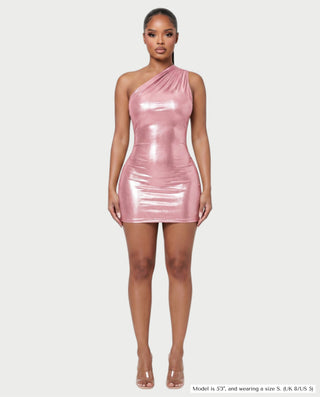 OPAL One-Shoulder Metallic Mini Dress