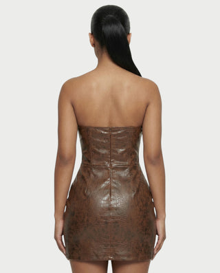 AVERA Croc-Embossed Corset Mini Dress