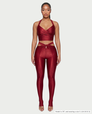 ZELANI Halter Crop Top & Twist-Front Leggings Set