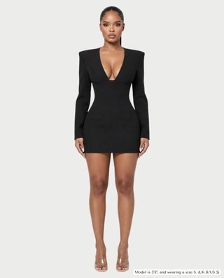 FAREY Plunging V-Neck Tailored Blazer Mini Dress