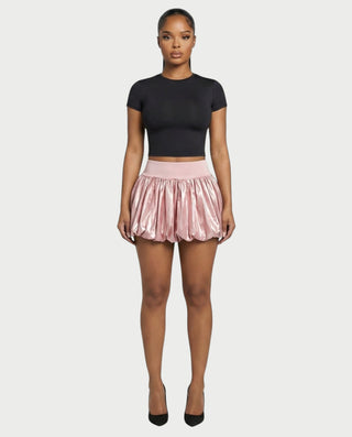 ZARELA High-Waist Bubble Hem Mini Skirt