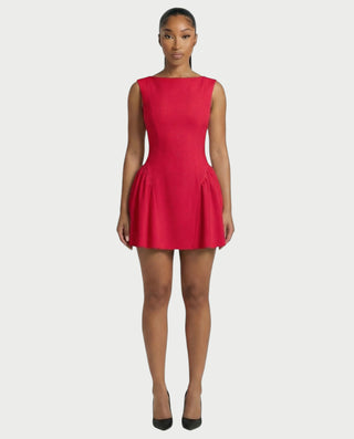 AERYN Open-Back Pleated Mini Dress