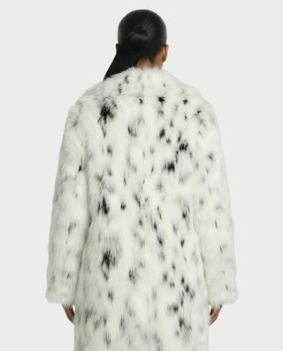 ARELYA Dalmatian Print Faux-Fur Midi Coat