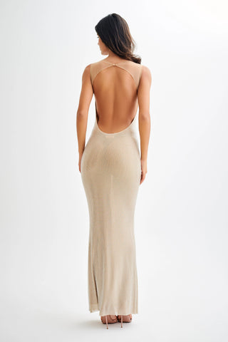 JADA Rhinestone Embelished Open-Back Maxi Dress