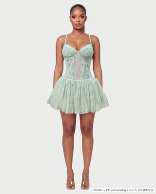 REZE Lace Mesh Tie-Back Mini Dress
