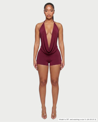JENE Cowl Halter Top & Shorts Set