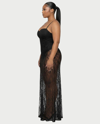 ZENRA Sheer Lace Maxi Dress