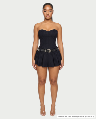 LIPSE Sweetheart Belted Pleated Mini Dress