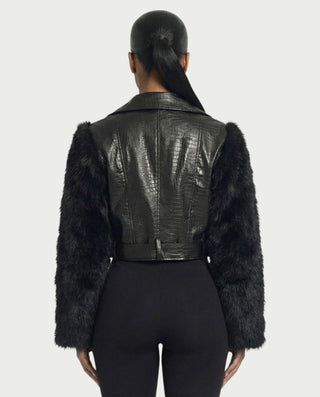Chaqueta de piel sintética con textura de cocodrilo BEXLEY
